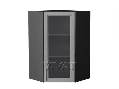 Шкаф верхний угловой со стеклом Сканди 590Н Grey Softwood / Graphite
