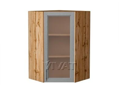 Шкаф верхний угловой со стеклом Сканди 590Н Grey Softwood / Дуб Вотан
