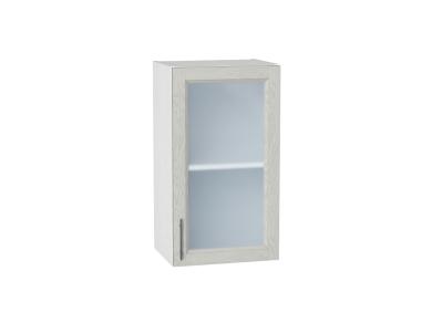 Шкаф верхний со стеклом Сканди 400 Cappuccino Softwood / Белый