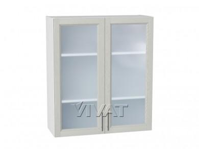 Шкаф верхний со стеклом Сканди 800Н Cappuccino Softwood / Белый