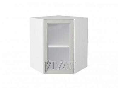Шкаф верхний угловой со стеклом Сканди 590 Cappuccino Softwood / Белый
