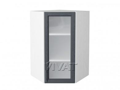 Шкаф верхний угловой со стеклом Сканди 590Н Graphite Softwood / Белый