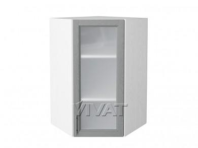 Шкаф верхний угловой со стеклом Сканди 590Н Grey Softwood / Белый