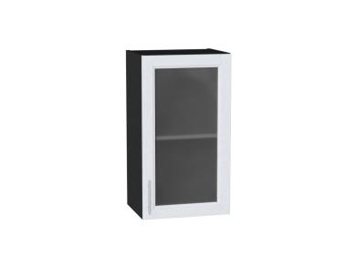 Шкаф верхний со стеклом Сканди 400 White Softwood / Graphite
