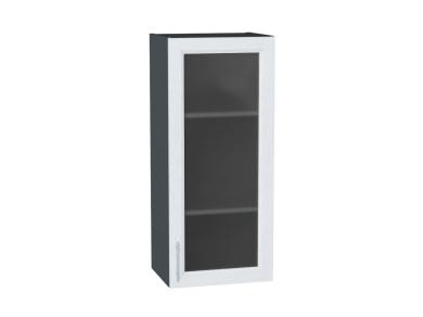 Шкаф верхний со стеклом Сканди 400Н White Softwood / Graphite