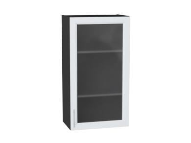 Шкаф верхний со стеклом Сканди 500Н White Softwood / Graphite
