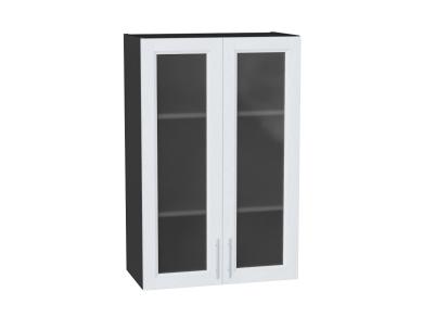 Шкаф верхний со стеклом Сканди 600Н White Softwood / Graphite