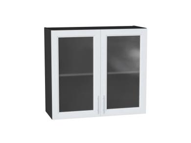 Шкаф верхний со стеклом Сканди 800 White Softwood / Graphite