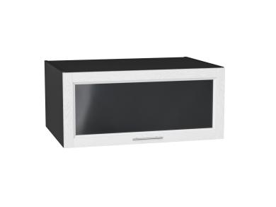 Шкаф верхний горизонтальный с увеличенной глубиной со стеклом Сканди 810 White Softwood / Graphite
