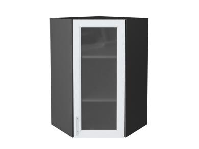 Шкаф верхний угловой со стеклом Сканди 590Н White Softwood / Graphite