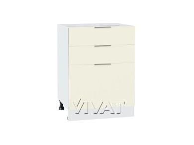 Шкаф нижний с 3-мя ящиками Терра 600 Ваниль Софт / Белый