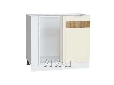 Шкаф нижний угловой с декором Терра 990М правый Ваниль Софт / Белый