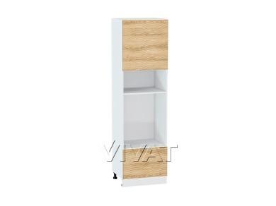 Шкаф пенал под встраиваемую бытовую технику с декором Терра 600 (для верхних шкафов 720) Ель Карпатская / Белый