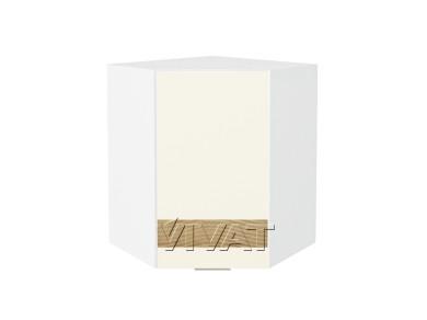 Шкаф верхний угловой с декором Терра 590 правый Ваниль Софт / Белый
