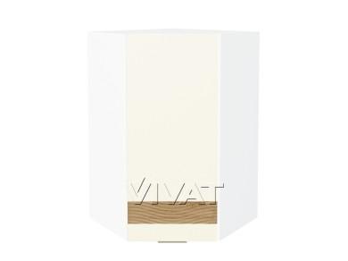 Шкаф верхний угловой с декором Терра 590Н правый Ваниль Софт / Белый