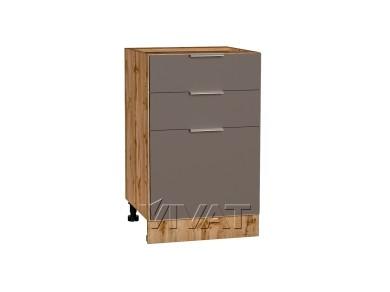 Шкаф нижний с 3-мя ящиками Терра 500 Смоки Софт / Дуб Вотан