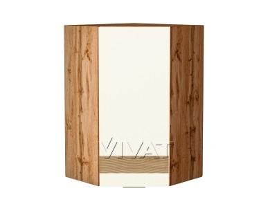Шкаф верхний угловой с декором Терра 590Н правый Ваниль Софт / Дуб Вотан