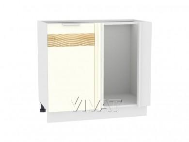 Шкаф нижний угловой с декором Терра 990М левый Ваниль Софт / Белый