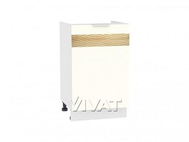 Шкаф нижний под мойку с декором Терра 500 правый Ваниль Софт / Белый