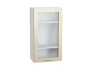 Шкаф верхний со стеклом Валерия-М 500Н Бежевый металлик / Белый