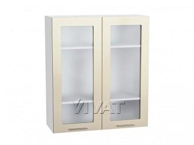 Шкаф верхний со стеклом Валерия-М 800Н Бежевый металлик / Белый