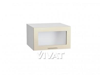Шкаф верхний горизонтальный с увеличенной глубиной со стеклом Валерия-М 610 Бежевый металлик / Белый