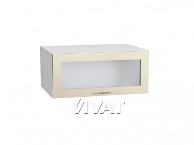 Шкаф верхний горизонтальный с увеличенной глубиной со стеклом Валерия-М 810 Бежевый металлик / Белый