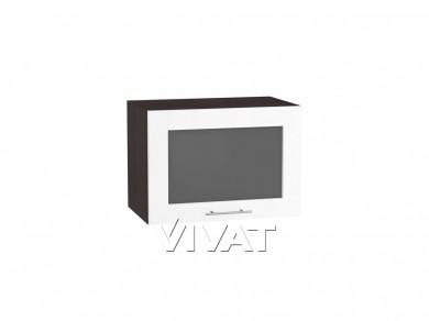 Шкаф верхний горизонтальный со стеклом Валерия-М 500 Белый глянец / Венге
