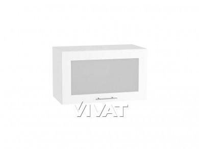 Шкаф верхний горизонтальный со стеклом Валерия-М 600 Белый глянец / Белый