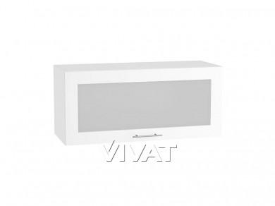 Шкаф верхний горизонтальный со стеклом Валерия-М 800/Б Белый глянец