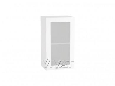 Шкаф верхний со стеклом Валерия-М 400 Белый глянец / Белый