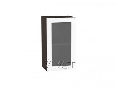 Шкаф верхний со стеклом Валерия-М 400 Белый глянец / Graphite