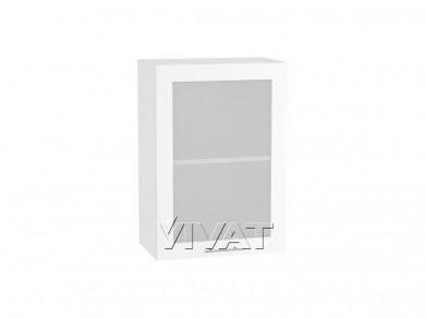 Шкаф верхний со стеклом Валерия-М 500/Б Белый глянец