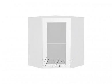 Шкаф верхний угловой со стеклом Валерия-М 590 Белый глянец / Белый