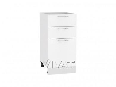 Шкаф нижний с 3-мя ящиками Валерия-М 400 Белый металлик / Белый