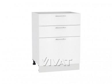Шкаф нижний с 3-мя ящиками Валерия-М 600 Белый металлик / Белый