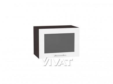 Шкаф верхний горизонтальный с увеличенной глубиной со стеклом Валерия-М 510 Белый металлик / Венге