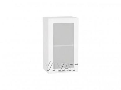 Шкаф верхний со стеклом Валерия-М 400/Б Белый металлик