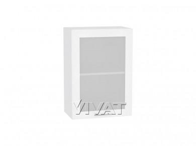 Шкаф верхний со стеклом Валерия-М 500/Б Белый металлик