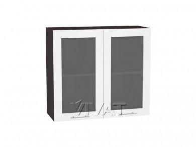 Шкаф верхний со стеклом Валерия-М 800 Белый металлик / Graphite