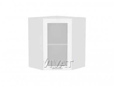 Шкаф верхний угловой со стеклом Валерия-М 590/Б Белый металлик