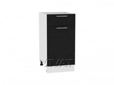 Шкаф нижний с 1 ящиком Валерия-М 400 Чёрный металлик / Белый