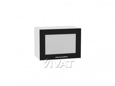 Шкаф верхний горизонтальный со стеклом Валерия-М 500 Чёрный металлик / Белый