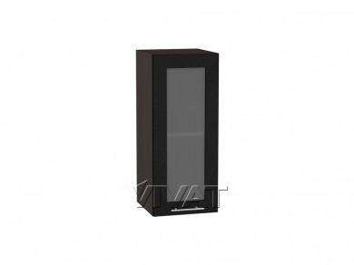 Шкаф верхний со стеклом Валерия-М 300 Чёрный металлик / Венге