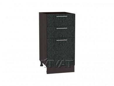 Шкаф нижний с 3-мя ящиками Валерия-М 400 Чёрный металлик дождь / Graphite
