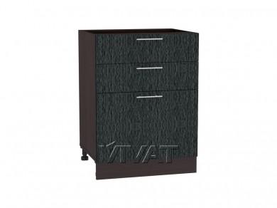 Шкаф нижний с 3-мя ящиками Валерия-М 600 Чёрный металлик дождь / Graphite
