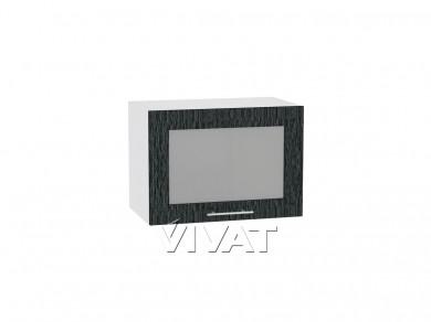 Шкаф верхний горизонтальный со стеклом Валерия-М 500/Б Чёрный металлик дождь