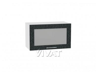 Шкаф верхний горизонтальный со стеклом Валерия-М 600/Б Чёрный металлик дождь