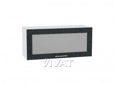 Шкаф верхний горизонтальный со стеклом Валерия-М 800/Б Чёрный металлик дождь