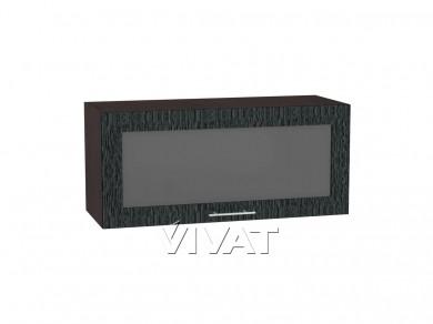 Шкаф верхний горизонтальный с увеличенной глубиной со стеклом Валерия-М 810 Чёрный металлик дождь / Graphite